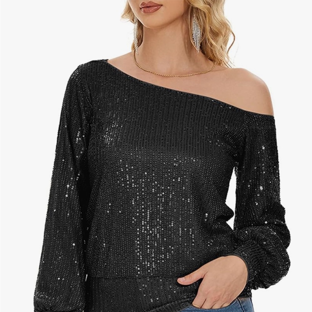 Black Sequin Women's Top